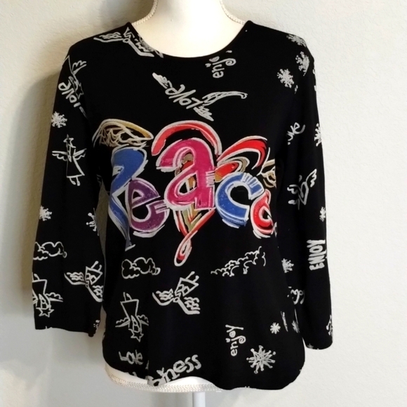 Chico's 'Peace' Tee Size 2 (size 12) - Picture 1 of 8